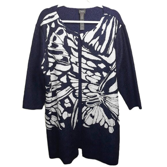 Chico's Travelers Longline Abstract Jacket Duster Cardigan XL/16 Work Party - Picture 1 of 6